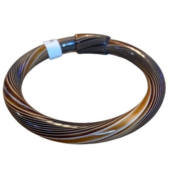 Vintage Brown & Black Swirled Lucite Bangle Bracelet - Picture 3 of 5